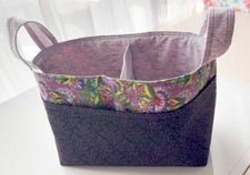 Unique Fabric Crochet Knitting Babies Storage Basket-Purple Green
