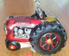Red Tractor Christmas Tree Ornament Molded Glass International Harvester Tag Box