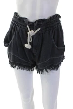 Etoile Isabel Marant Womens Fringed Drawstring Mini Hot Shorts Blue Size EUR 38