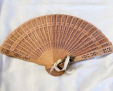 Handcrafted Wooden Laser-Cut Fan with Dried Flowers Boho Wedding D cor Vintage