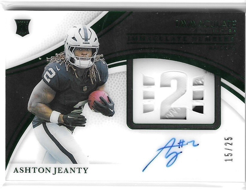 Ashton Jeanty 2025 Immaculate Numbers Rookie Patch Auto Emerald Raiders #/25