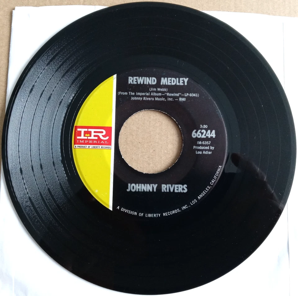 JOHNNY RIVERS, THE TRACKS OF MY TEARS, 1967 US IMPERIAL LABEL, R&B, POP,  EX. - Image 2 of 2