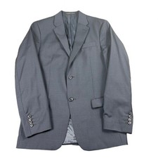 Calvin Klein Men's Slim Fit Blazer Navy Blue Plaid 100 Wool Size 38R Fair 