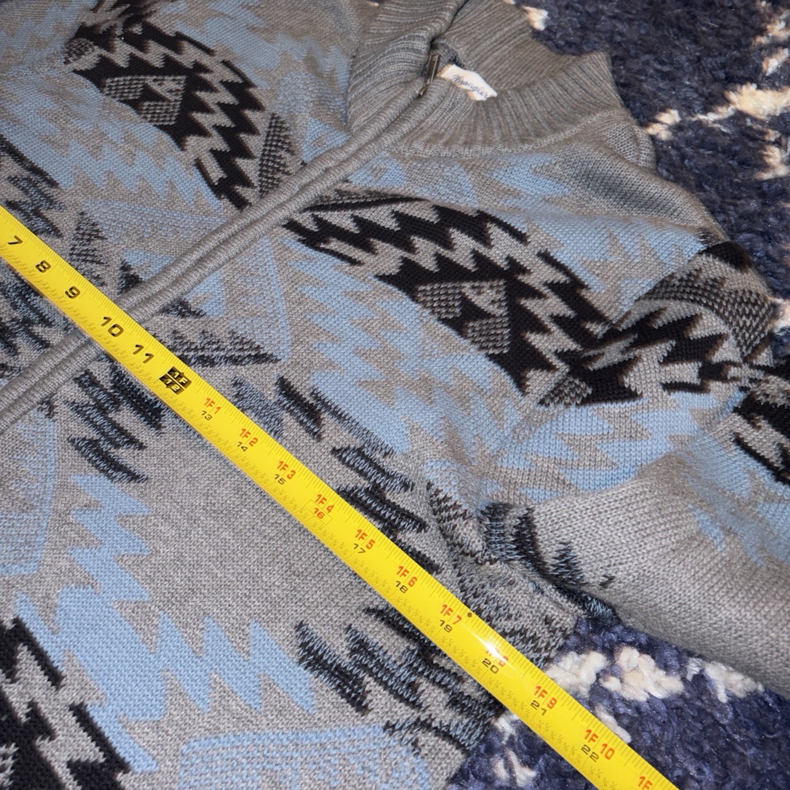 Wrangler Aztec pattern full-zip sweater Unisex Si… - image 2