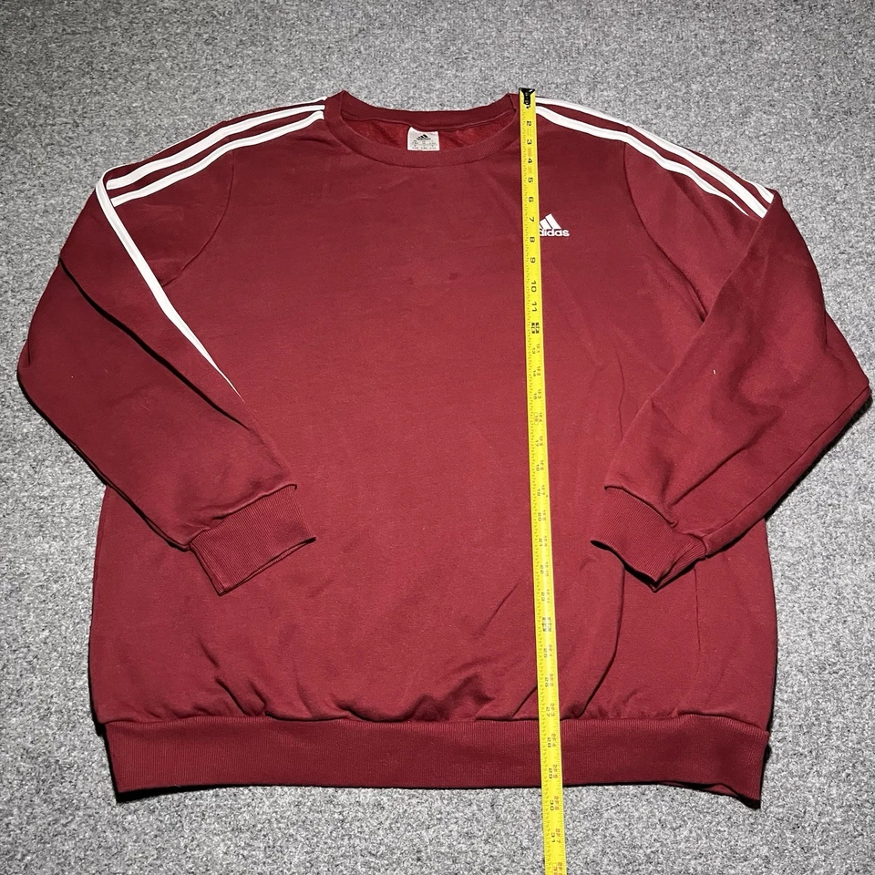 Adidas Sudadera Mujer 3X Rojo Pullover 3 Rayas Cuello Redondo Polar Suéter Foto 2 de 4