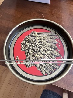 Vassoio birra metallo 13" capo testa indiano irochese vintage quasi come nuovo barware birrificio