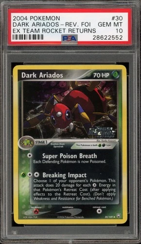 Pokemon Dark Ariados EX Team Rocket Returns Reverse Holo #30 PSA 10 Gem Mint
