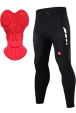 Souke Sports Men's Bike Pants Long 4D Padded Cycling Tights, Size Small