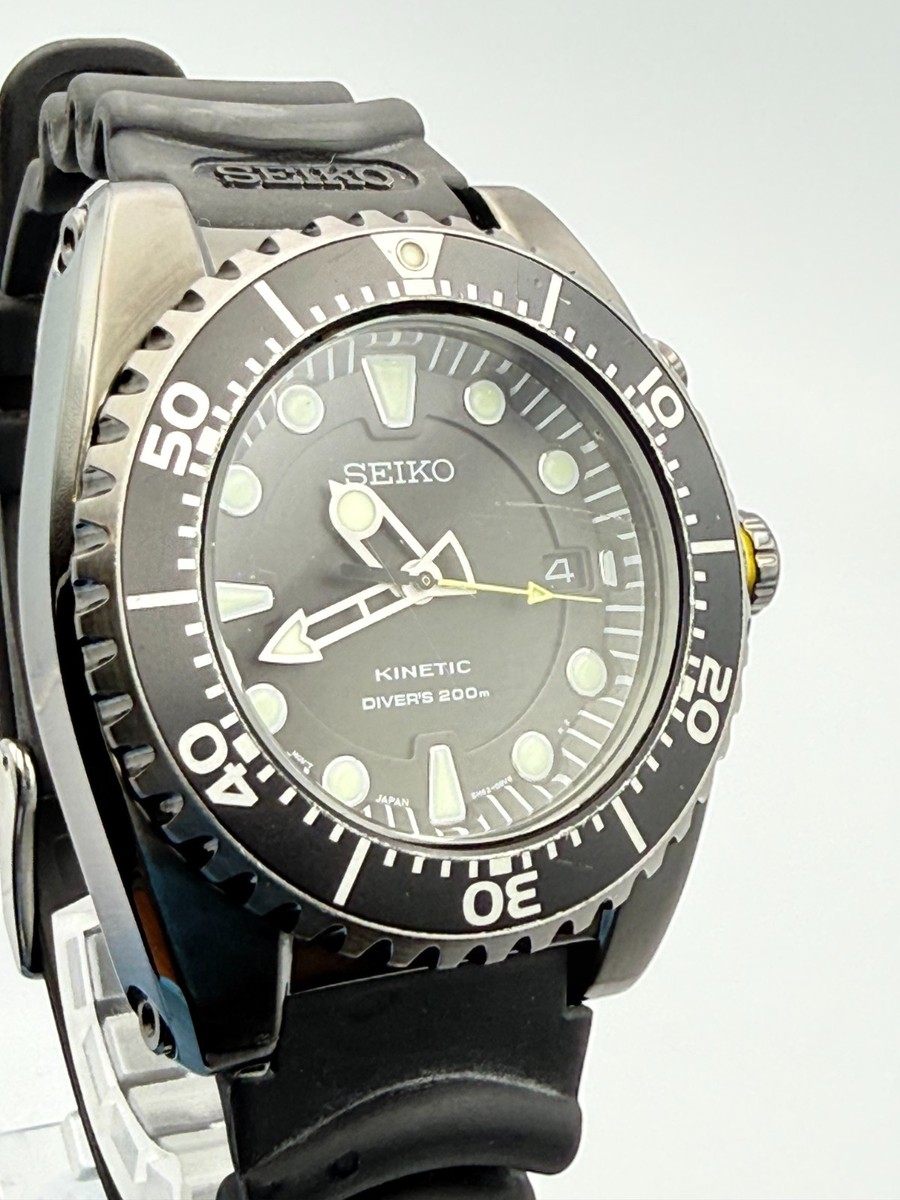 SEIKO Kinetic Scuba Divers 5M62-0BL0 Black Dial Watch Japan New