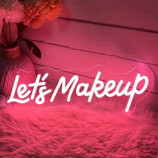 Lets Makeup Neon Sign For Spa Beauty Room Nail Brows Lashed Salon Studio LED ...
