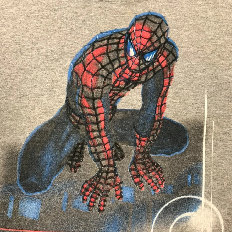 Vintage Y2K Spider-man T Shirt Boys Large Grey Movie Promo Kids 2002 Super Hero - Image 4 of 4