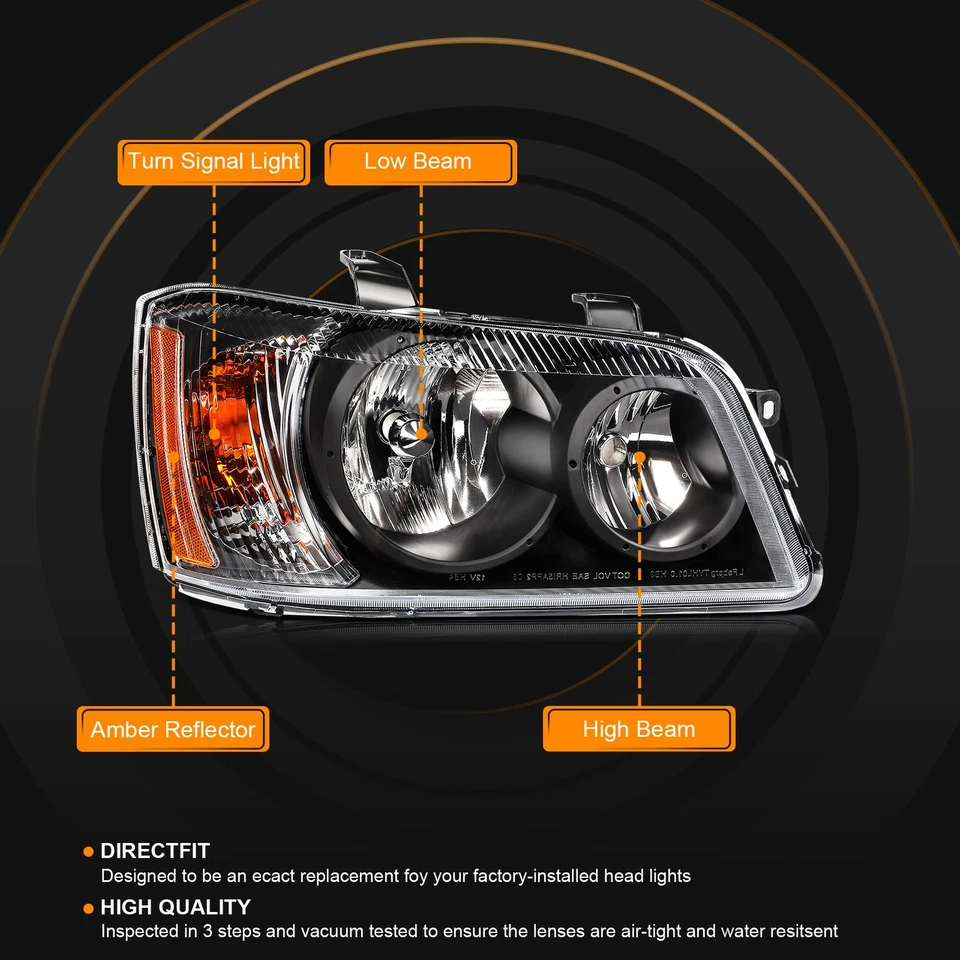 Esquerda+Direita Para 2001-06 2007 Toyota Highlander Conjunto de Farol Carcaça Preta - Imagem 2 de 4