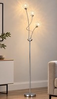 Brushed Chrome Floor Lamp 3 Way Bulb Jewel Crystal Type Shades Tall Light 150cm