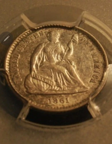 1861 Seated Liberty Half Dime - PCGS AU53