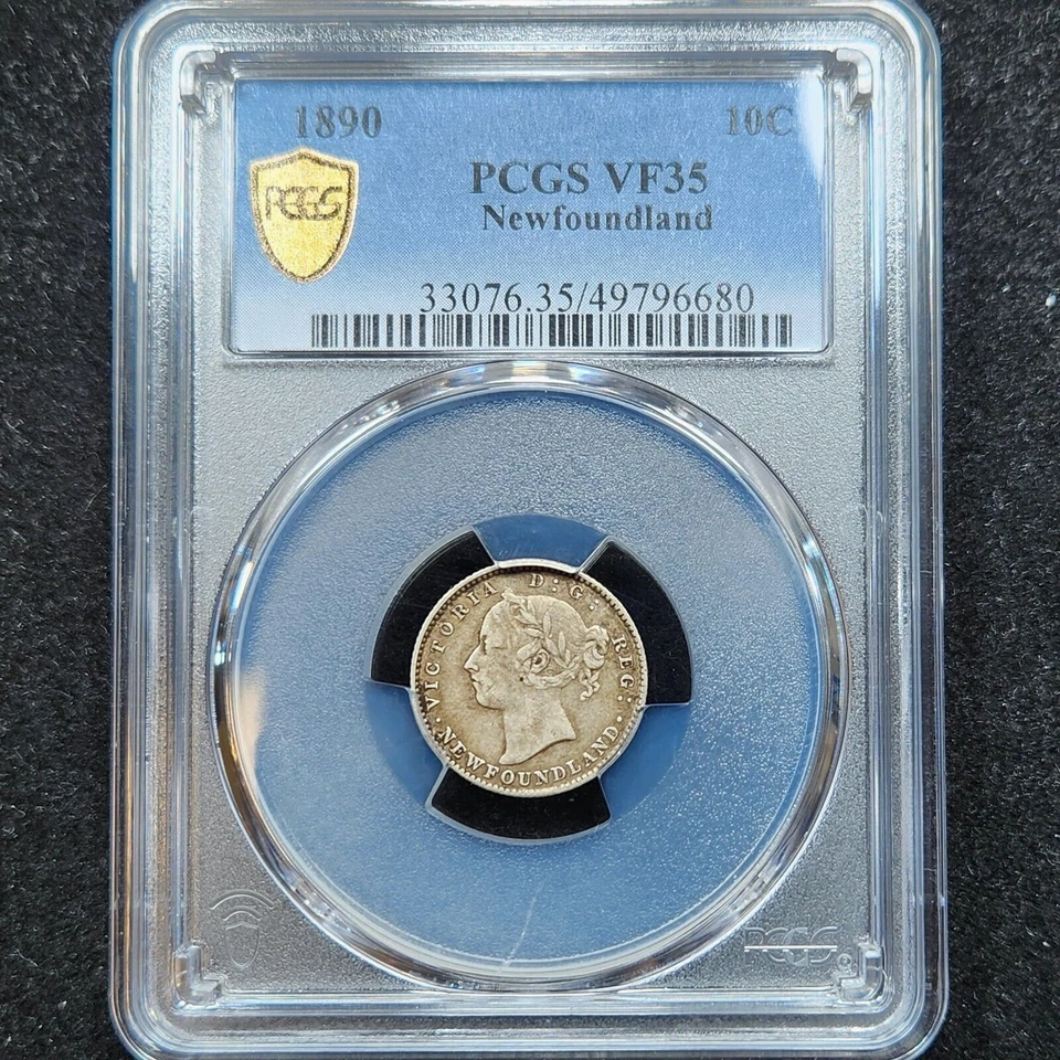 Silver 1890 Newfoundland Canada 10 Cents | PCGS VF35 - Image 3 of 3