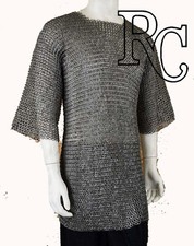 9mm Flat Riveted Chainmail Shirt with Flat Washer   Half Sleeve   Oiled Finish