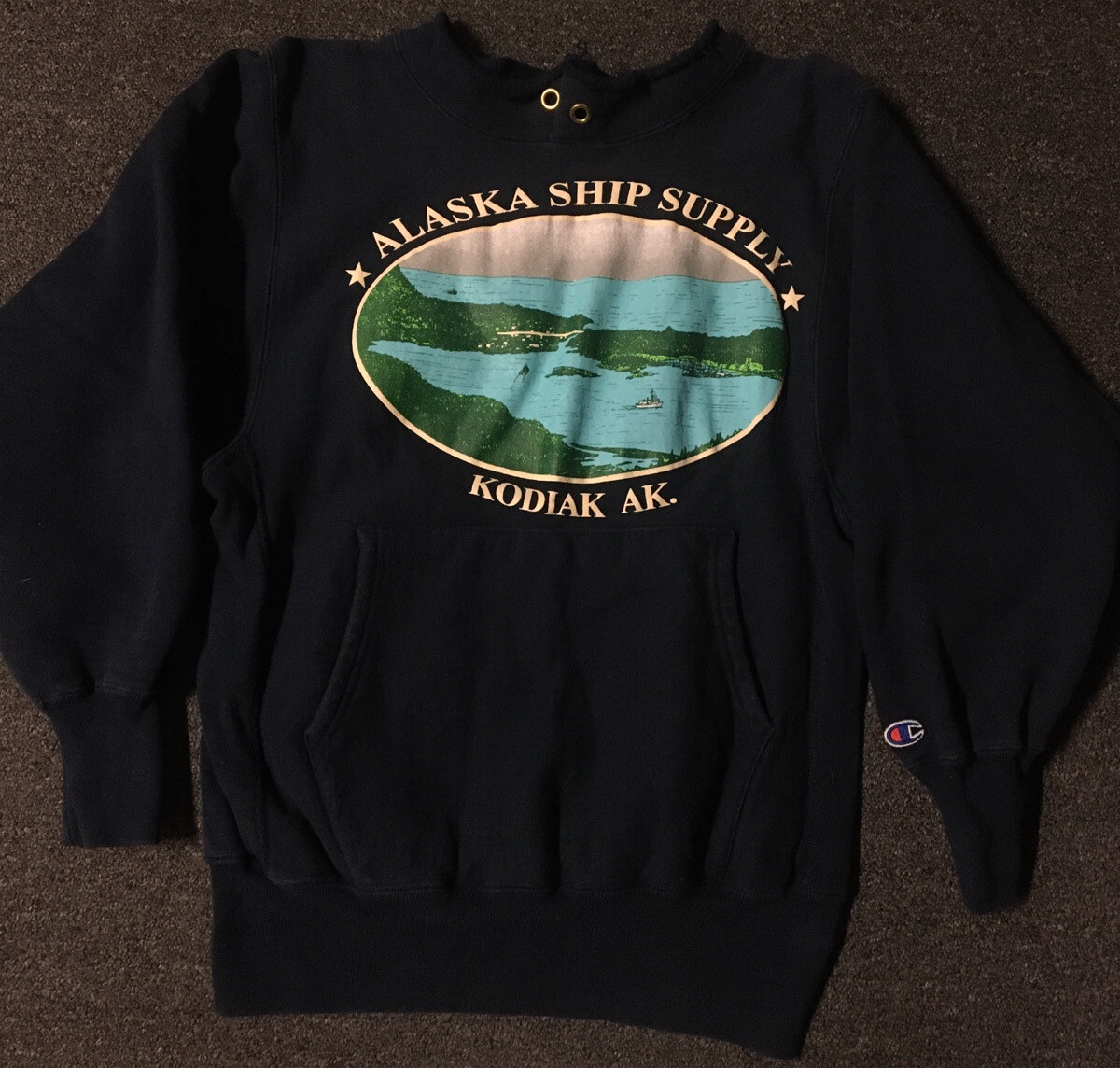 Vtg 90s Champion Alaska Ship Supply Reverse Weave Distress Vtg 90s Champion Alaska Ship Supply Reverse Weave Distress
