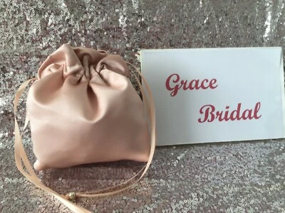 BLUSH/NUDE PLAIN DUCHESS SATIN DOLLY BAG B/MAID PROM FLOWERGIRL *UK MADE/SELLER*