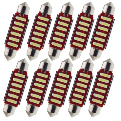 10 X 39MM 38MM CANBUS 7020 SMD LED FESTOON WHITE GLOBE BULB DOME LIGHT BRIGHT