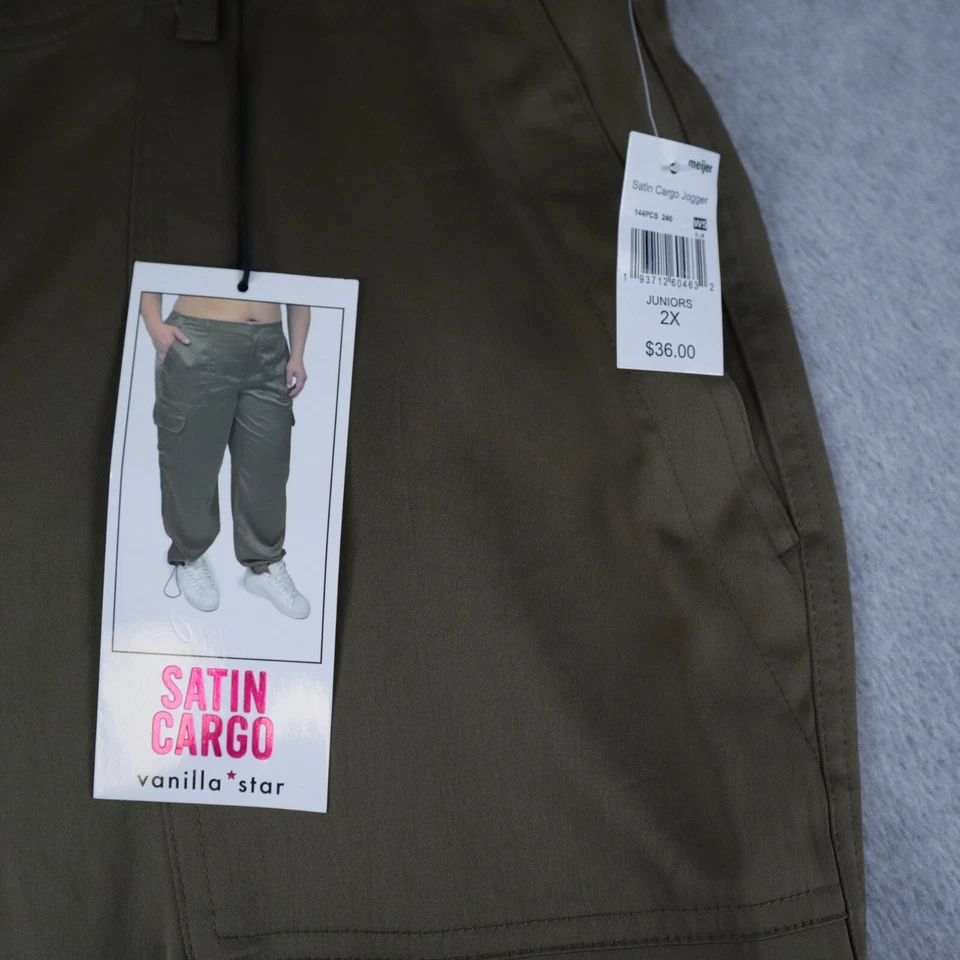 Pantalones Vanilla Star Mujer Junior 2X Satén Carga Bolsillo Jogger Informal Marrón Nuevos con Etiquetas Foto 2 de 4
