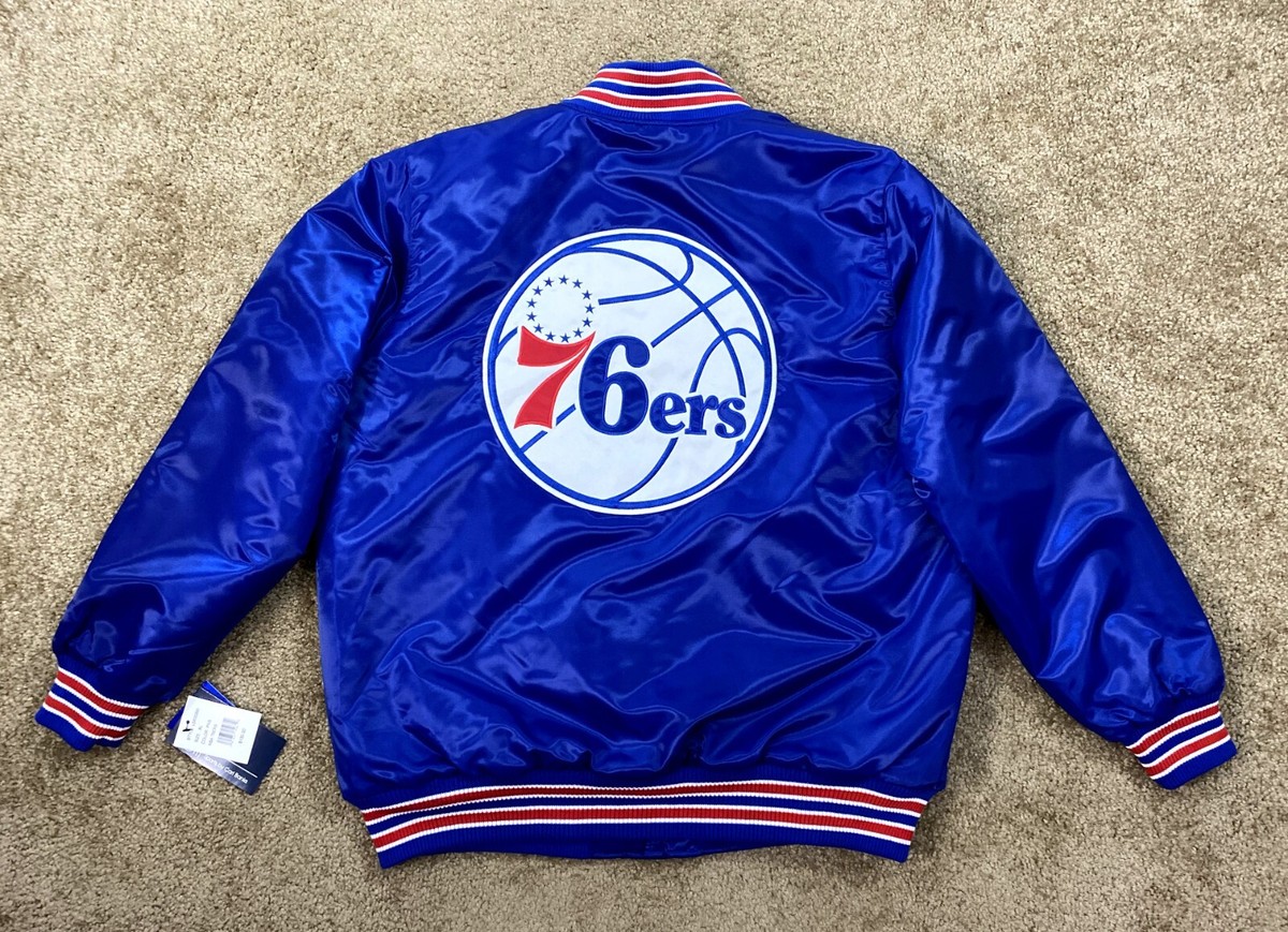 76ERS Jacket Philadelphia SIXERS Snap Down Jacket LG, XL, 2X BLUE