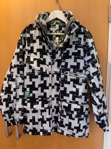 SURFANIC BOOGALOO CROSS PRINT SNOW WINTER WARM  JACKET COAT WITH HOOD - Picture 1 of 24