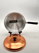 NOS VTG Royal Chef By Enterprise Solid Aluminum Copper Lid Skillet/ Fry Pan 11”