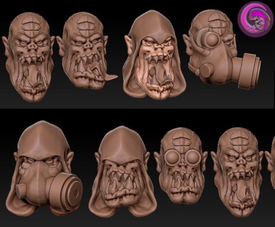 OrK Alien Infected Heads(x8)/Accessories/3Dprinted/Sci-Fi Proxy/Wargaming