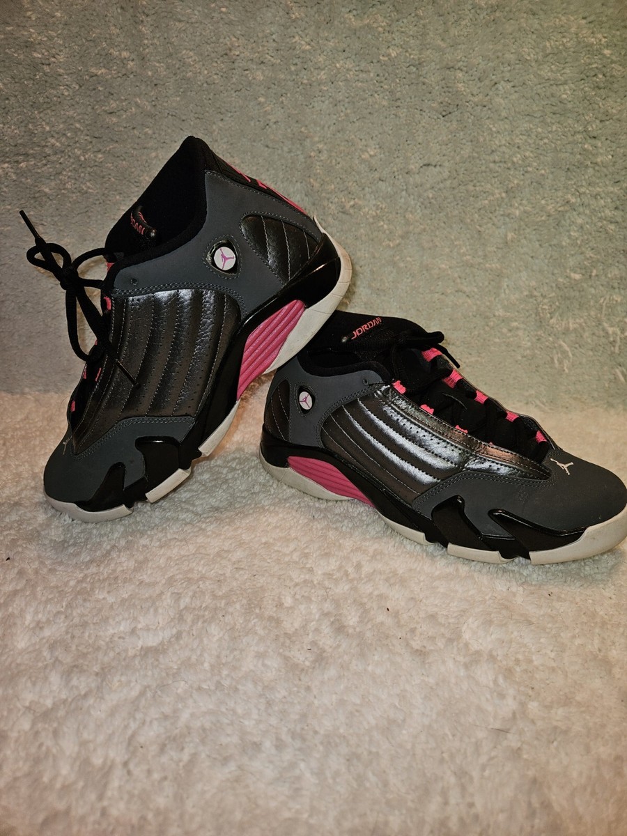 Air Jordan 14 Retro Size 7 Youth Womens 8.5 Grey Hyper Pink Shoe