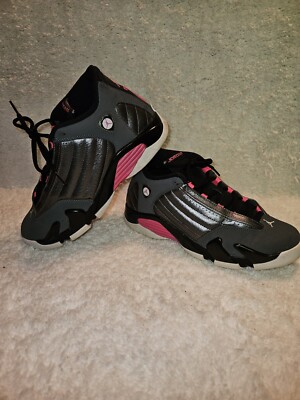 Air Jordan 14 Retro Size 7 Youth Womens 8.5 Grey Hyper Pink Shoe
