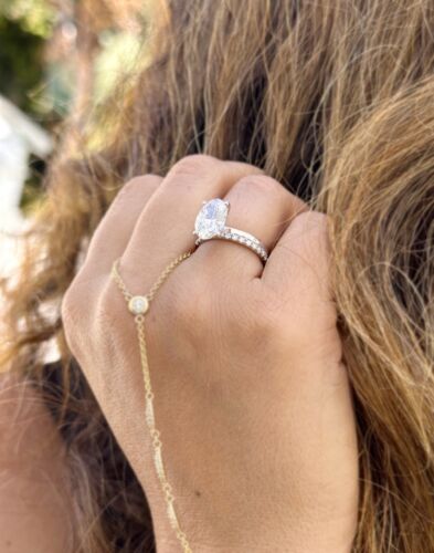 Oval Cut Lab Grown Diamond Engagement Ring IGI Certified 14k White Gold 3.20ct - Picture 8 of 16