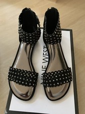 New In Box Nine West women's sandal, black, jewelr, size 6