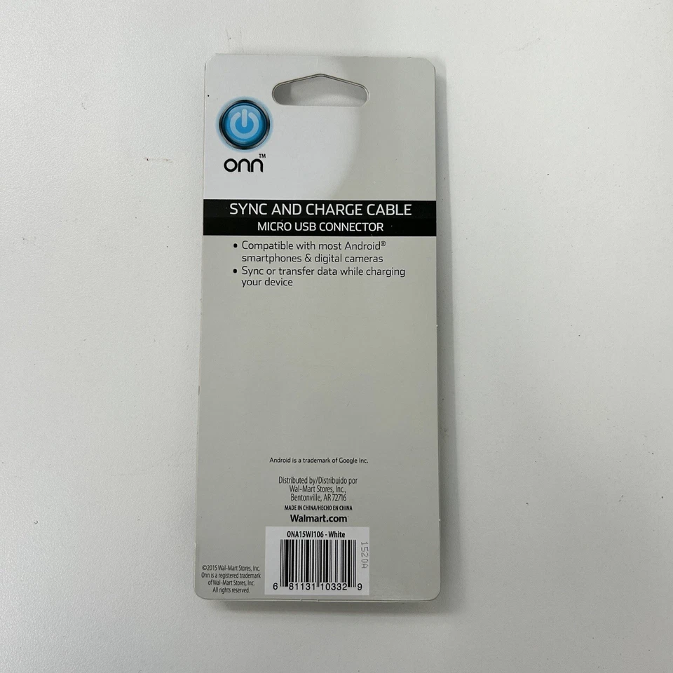 NEW Onn Sync And Charge Cable Micro USB Connector Android Smartphone, Camera - Image 2 of 4