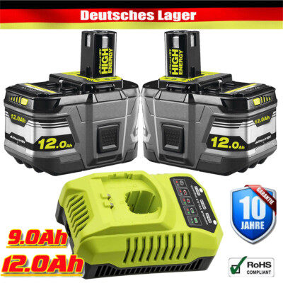 2X 12AH 9,0AH Original Für Ryobi Akku 18V Lithium One+Plus RB18L50 P108 RB18L40