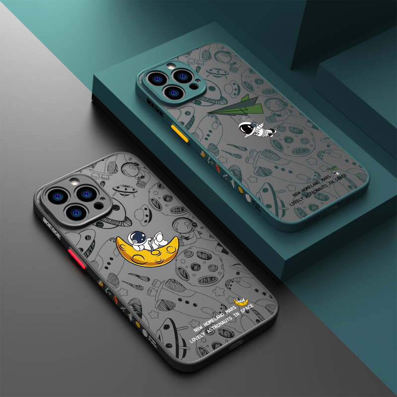 Case For iPhone 16 15 14 13 12 11 Pro Max XS 8 Astronaut Matte ShockProof Cover