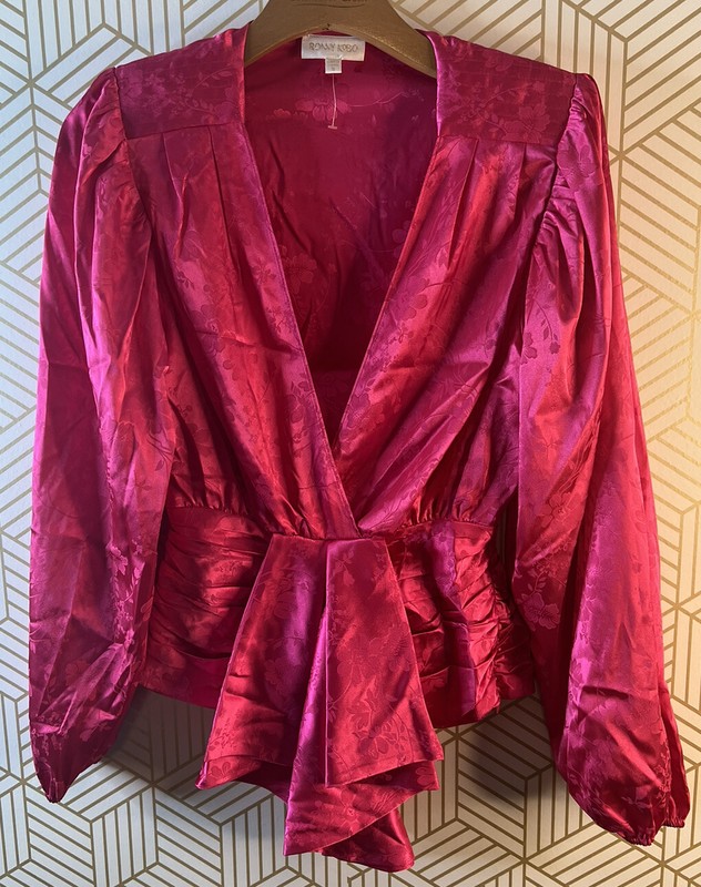 Ronny Kobo Jacquard Satin  Top Shirt Size Small (*A)