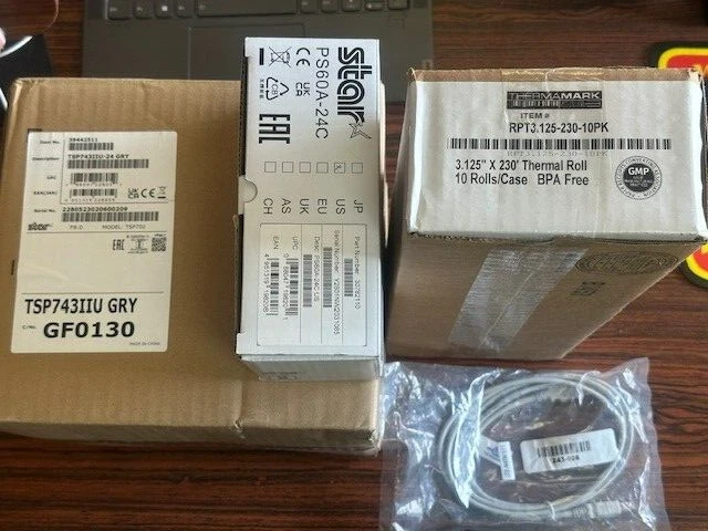 STAR MICRONICS, TSP743IIU-24GRY  THERMAL PRINTER USB W/ 10 ROLLS PAPER - Image 3 of 4