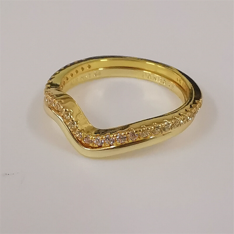 stack set pandora gold wave ring - image 2
