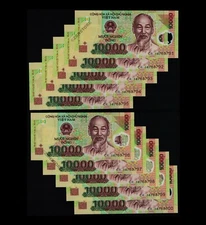 10 x 10,000 Vietnam Dong Polymer Banknotes Uncirculated Currency 10PCS UNC + COA