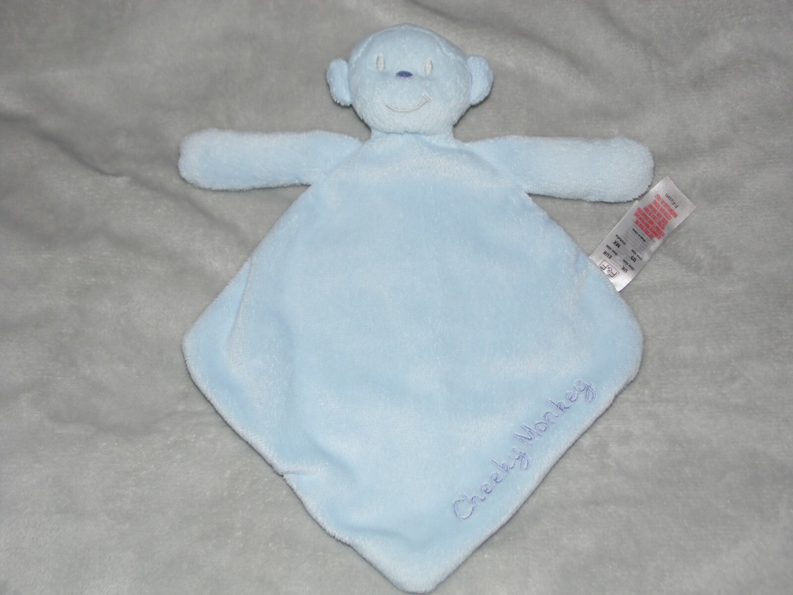 Tesco cheeky monkey baby comforter soft toy F&F blue blankie