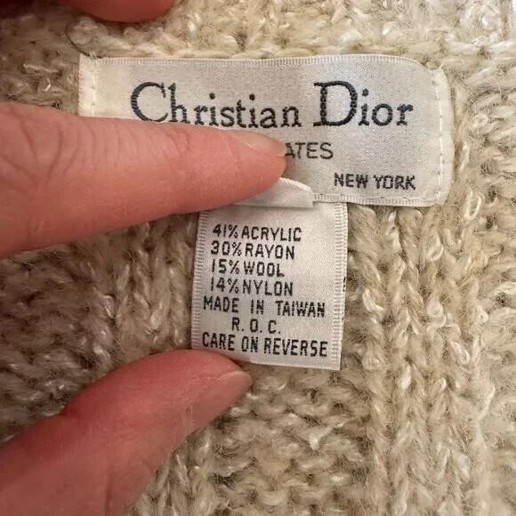 Christian Dior Wool Blend Cable Knit Sleeveless Pullover Deep