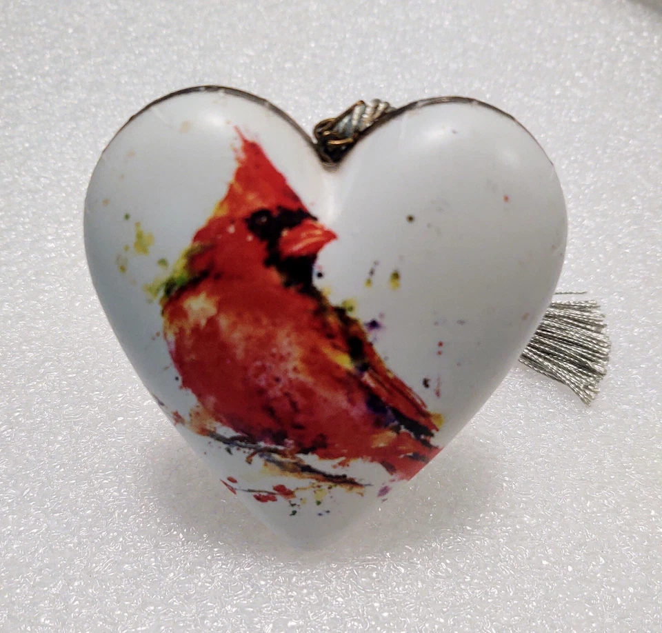 Corações de arte coração de pássaro cardinal vermelho com chave Demdaco Dean Crouser - Imagem 2 de 4