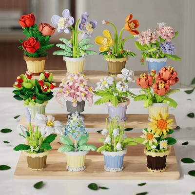 Micro Eternal Potted Flower Building Blocks DIY Assembled Mini Bricks Home Decor