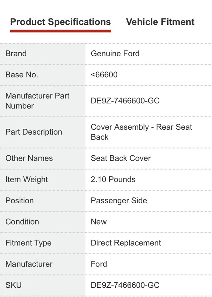 Conjunto de cubierta trasera asiento trasero gris Ford DE9Z-7466600-GC 2013-2019 Lincoln MKT Foto 4 de 4