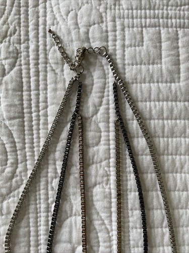 Triple Strand Long Necklace Beaded Detail Gold Silver Possibly Accessorize - Foto 4 di 11