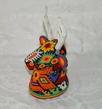 Vintage Beaded Deer Head Handmade by a Huichol Artist  Rare