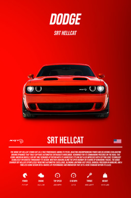 Dodge SRT Hellcat Specs 24x36 Poster   America Sports Car Wall Art Print