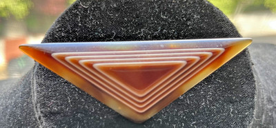 Lea Stein Paris France Laminated Geometric Layered Faux Tortoise Pin Brooch