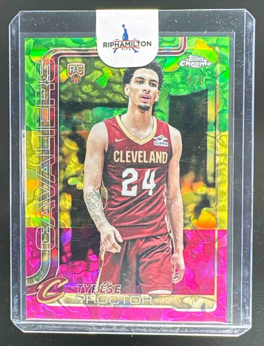 Tyrese Proctor 2025 Topps Chrome #300 1st Day Issue Tri-Color Refractor RC 1/8