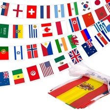 100 Countries String Flag, 82 ft International Flags Bunting Banner, World Fl...